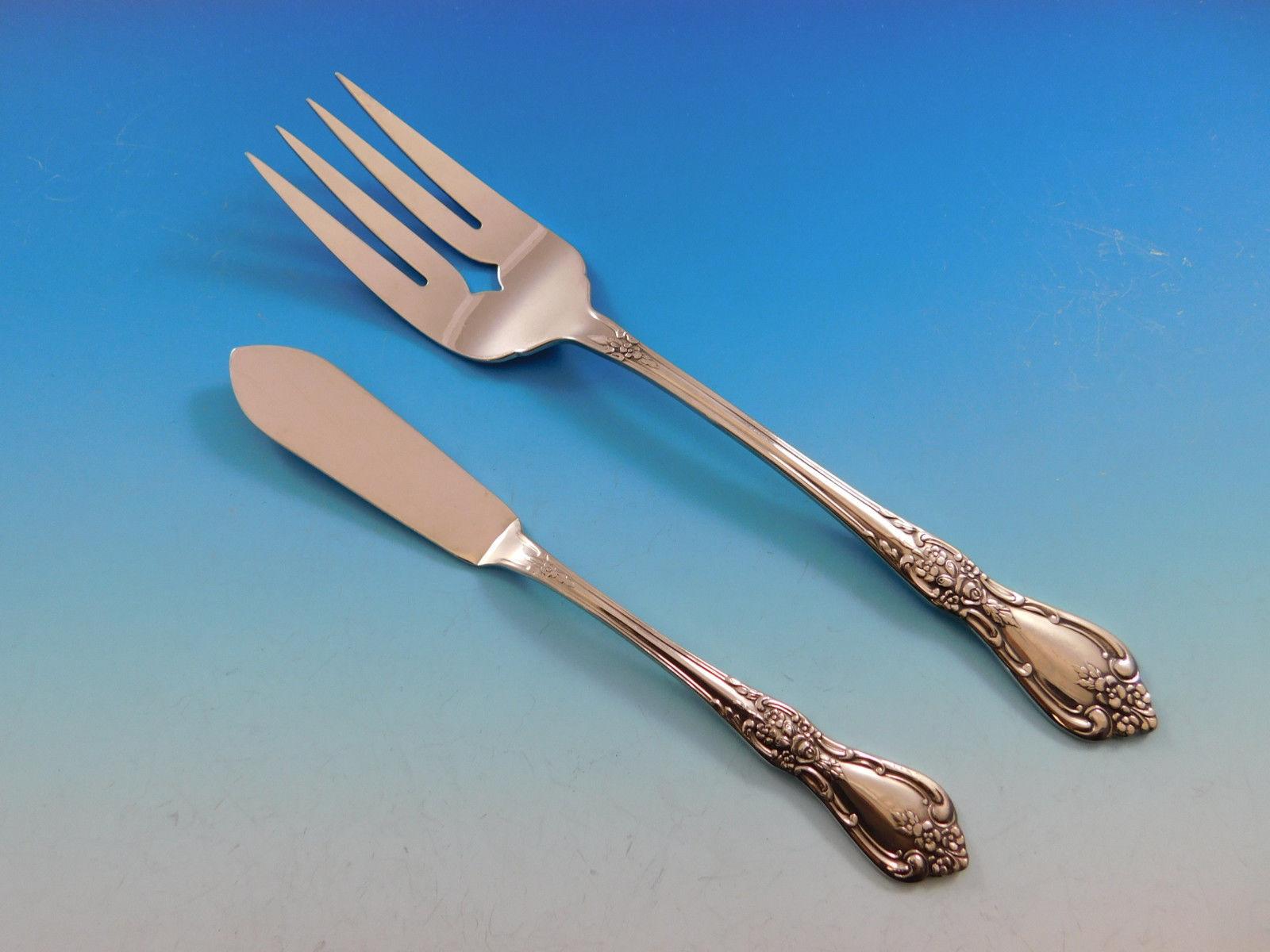 Sterling Silver Kennett Square by Oneida Stainless Steel Flatware Service for 12 Set 83 Pcs