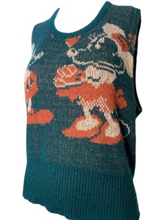 Kennington Disney Mickey & Minnie Mouse Novelty Green Sweater Vest, 1970s
