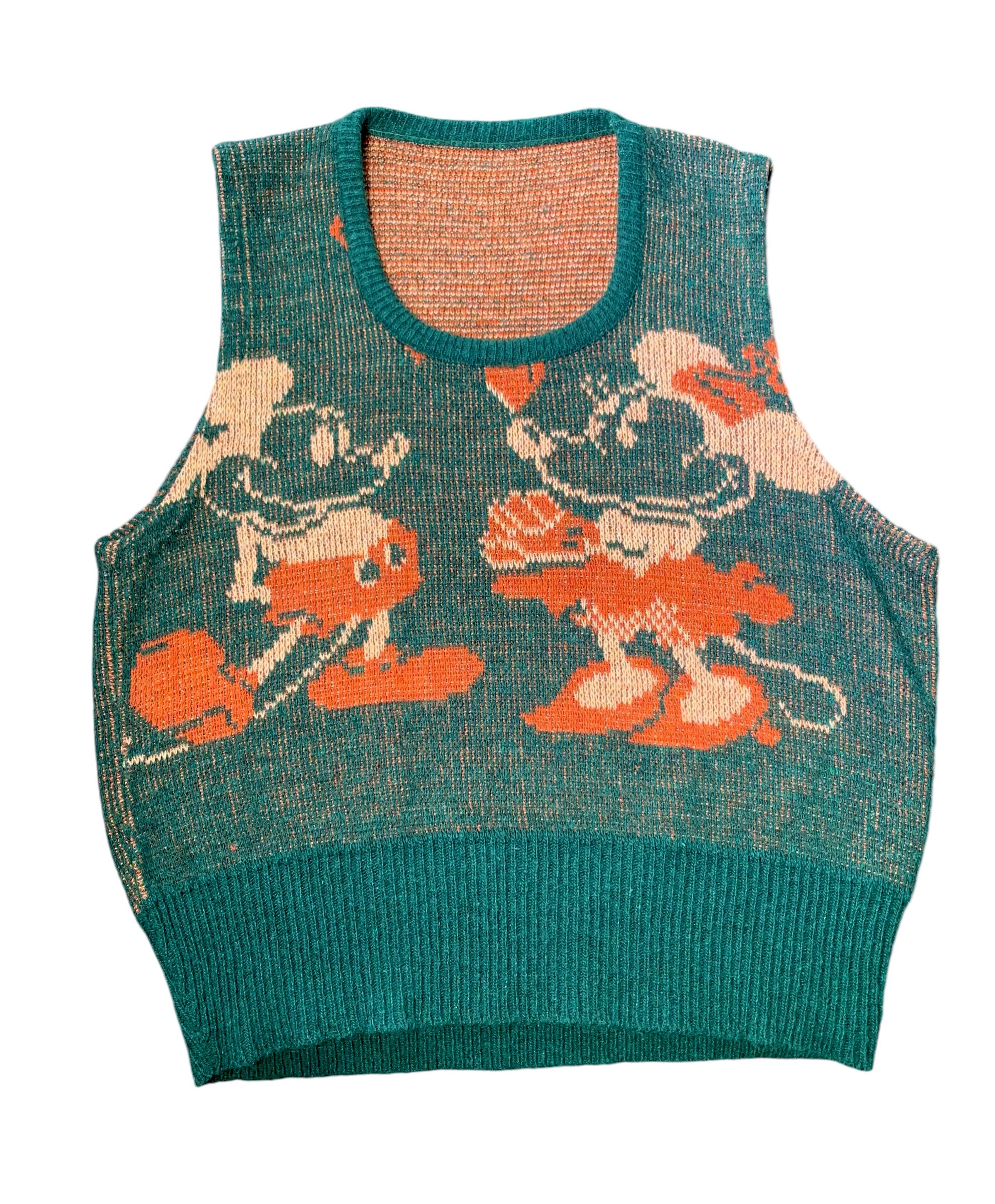 Chaleco jersey Kennington Disney Mickey & Minnie Mouse Novelty Verde, años 70 en venta