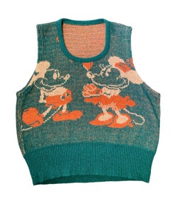 Chaleco jersey Kennington Disney Mickey & Minnie Mouse Novelty Verde, años 70