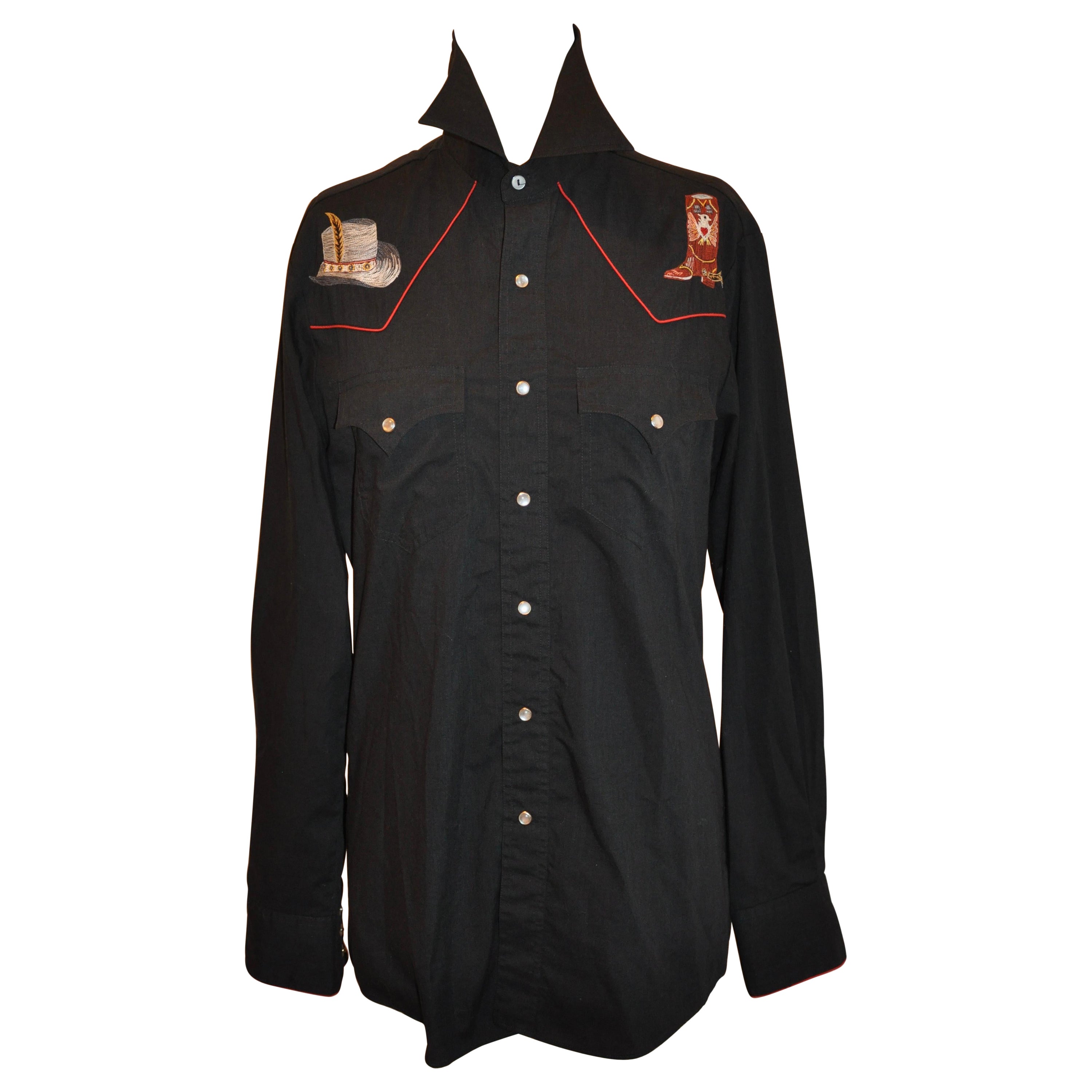 Camisa Kennington Tapered Rocking Ranch con Detalle Bordado de Algodón Negra