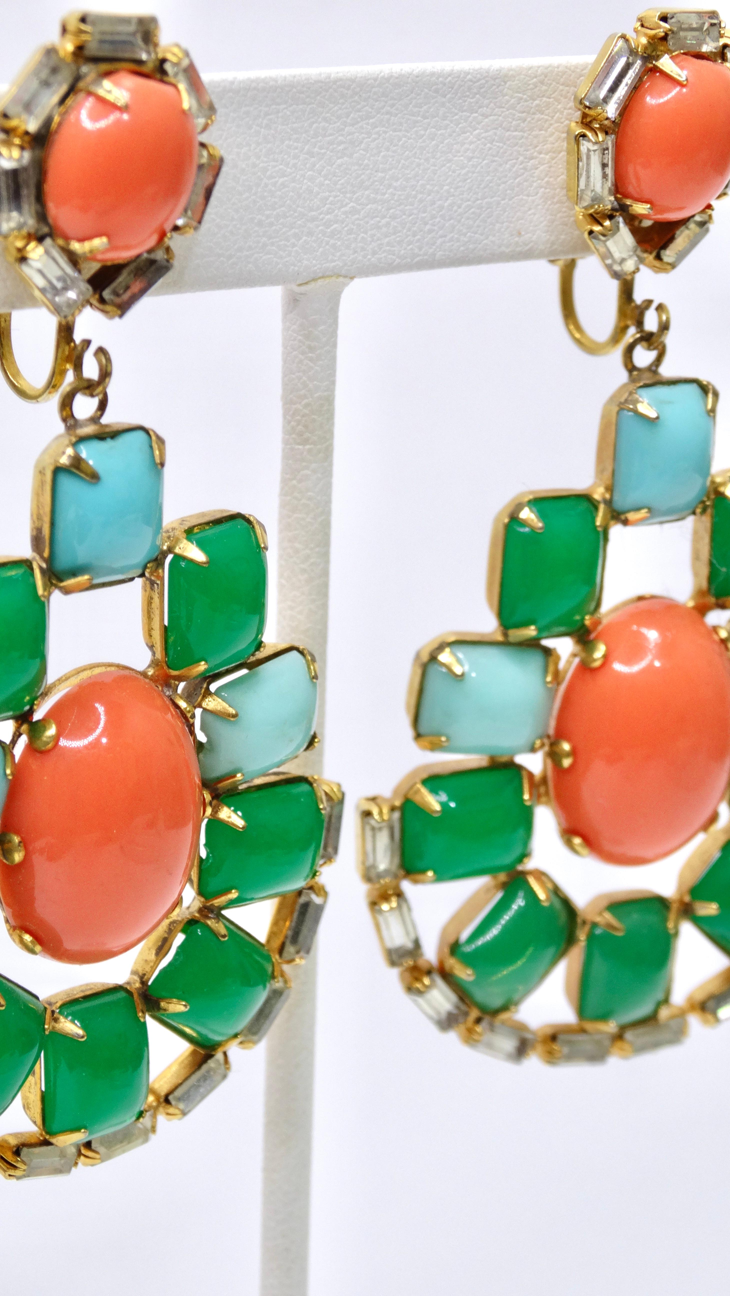 Get your hands on this elegant but youthful pair of earrings! No one will be able to resist complimenting you on these intricate adornments! Spice up any outfit by adding these fully jeweled earrings to your outfit. These earrings are large in size,