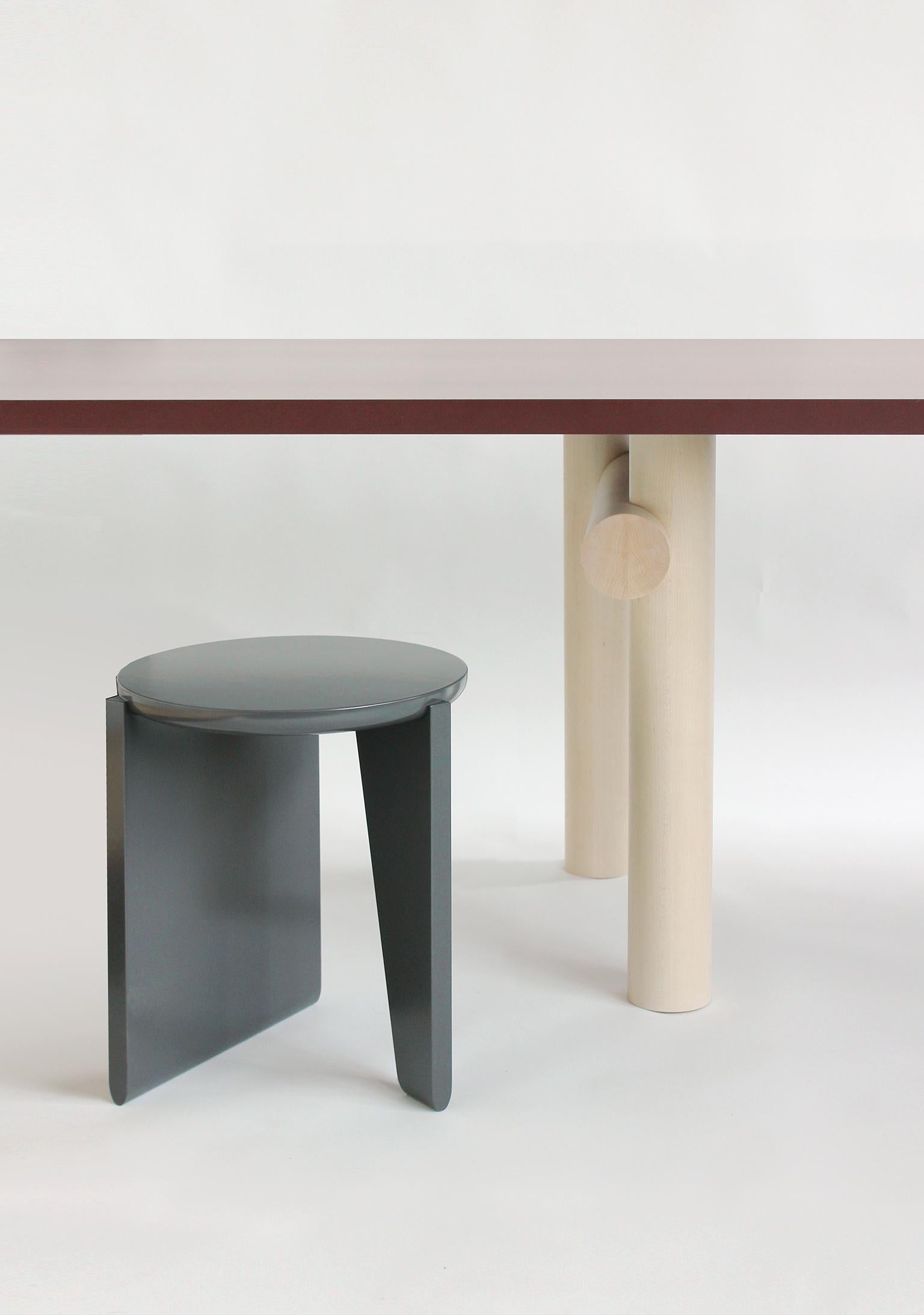 Custom made for Deeper than Text, an exhibition curated by Female Design Council at 1stdibs Gallery, May 11-31, 2019

This custom dining table has a smooth lacquered wood top in Clay with legs in bleached maple and natural white oak.