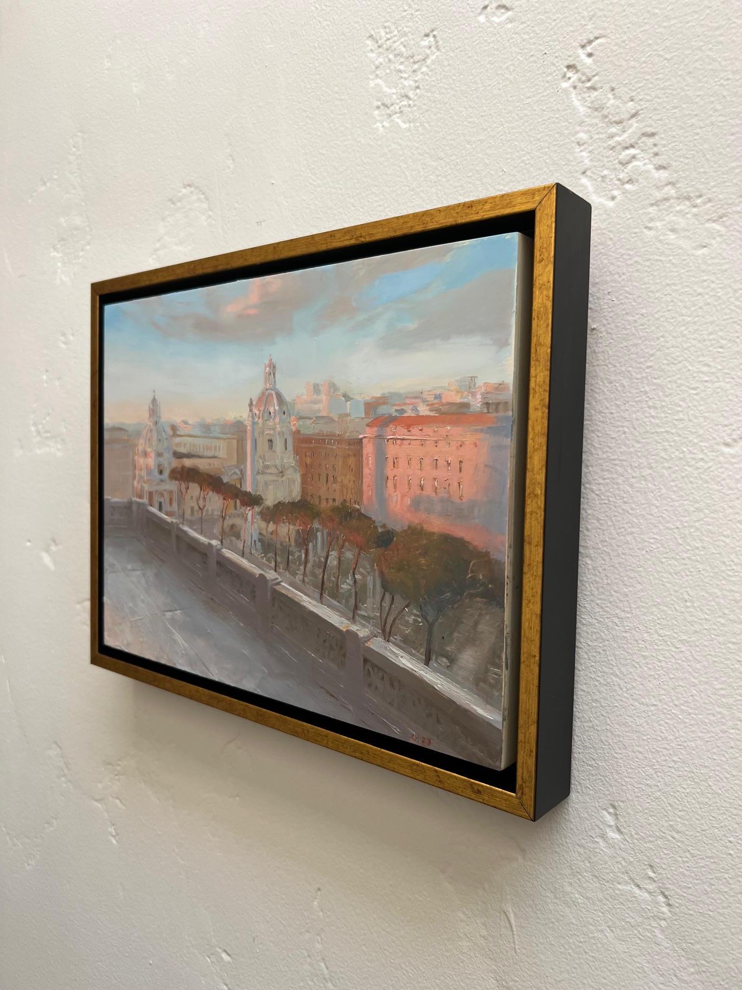Rome from the Victoriano, Framed - Realist Painting by kenny harris
