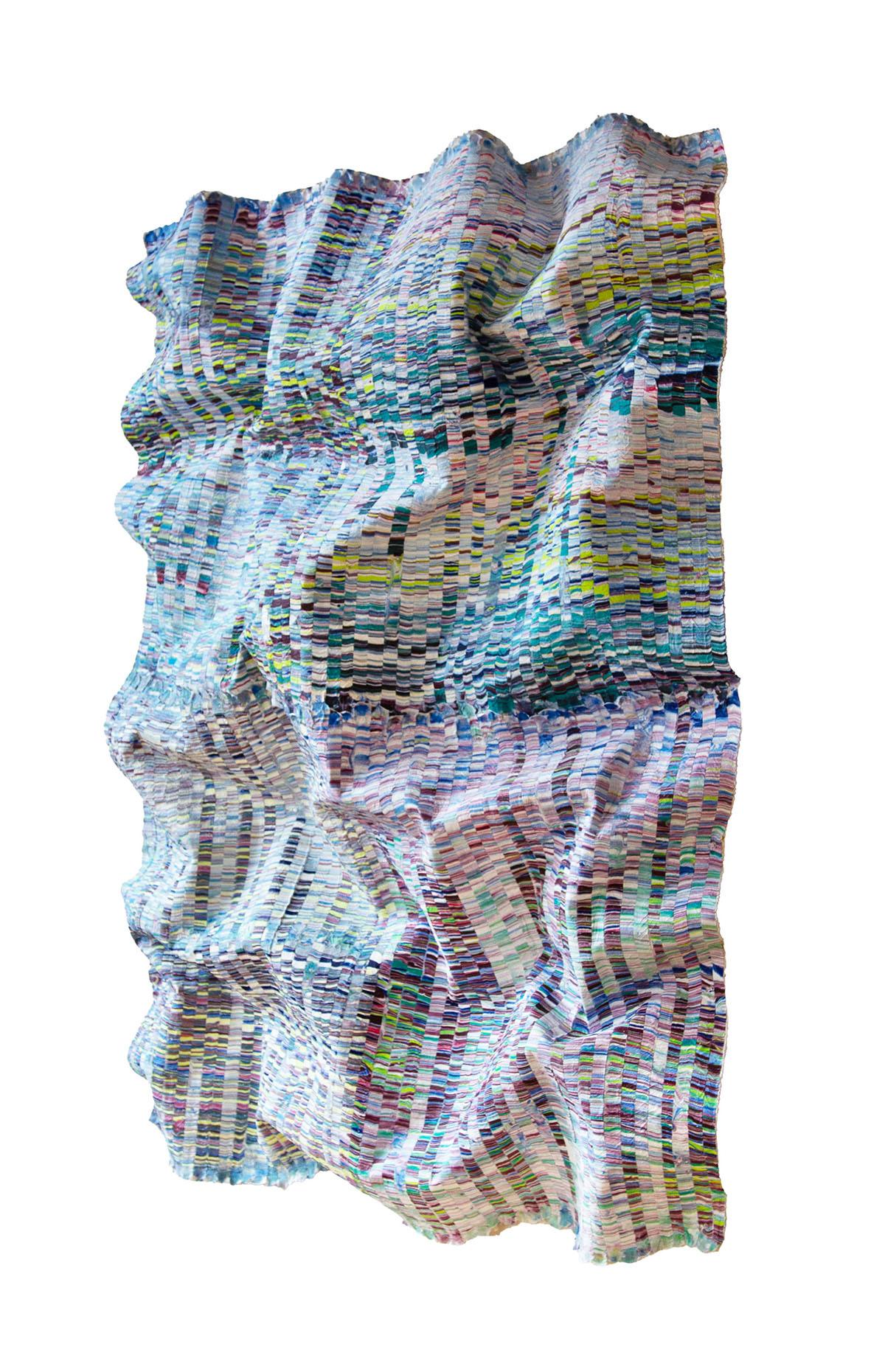 Pittura verticale dimensionale su seta dai toni Jewell, arte astratta contemporanea in vendita 1