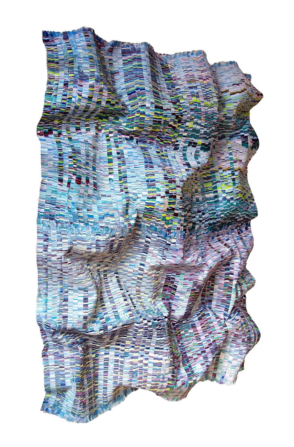 Pittura verticale dimensionale su seta dai toni Jewell, arte astratta contemporanea in vendita 2