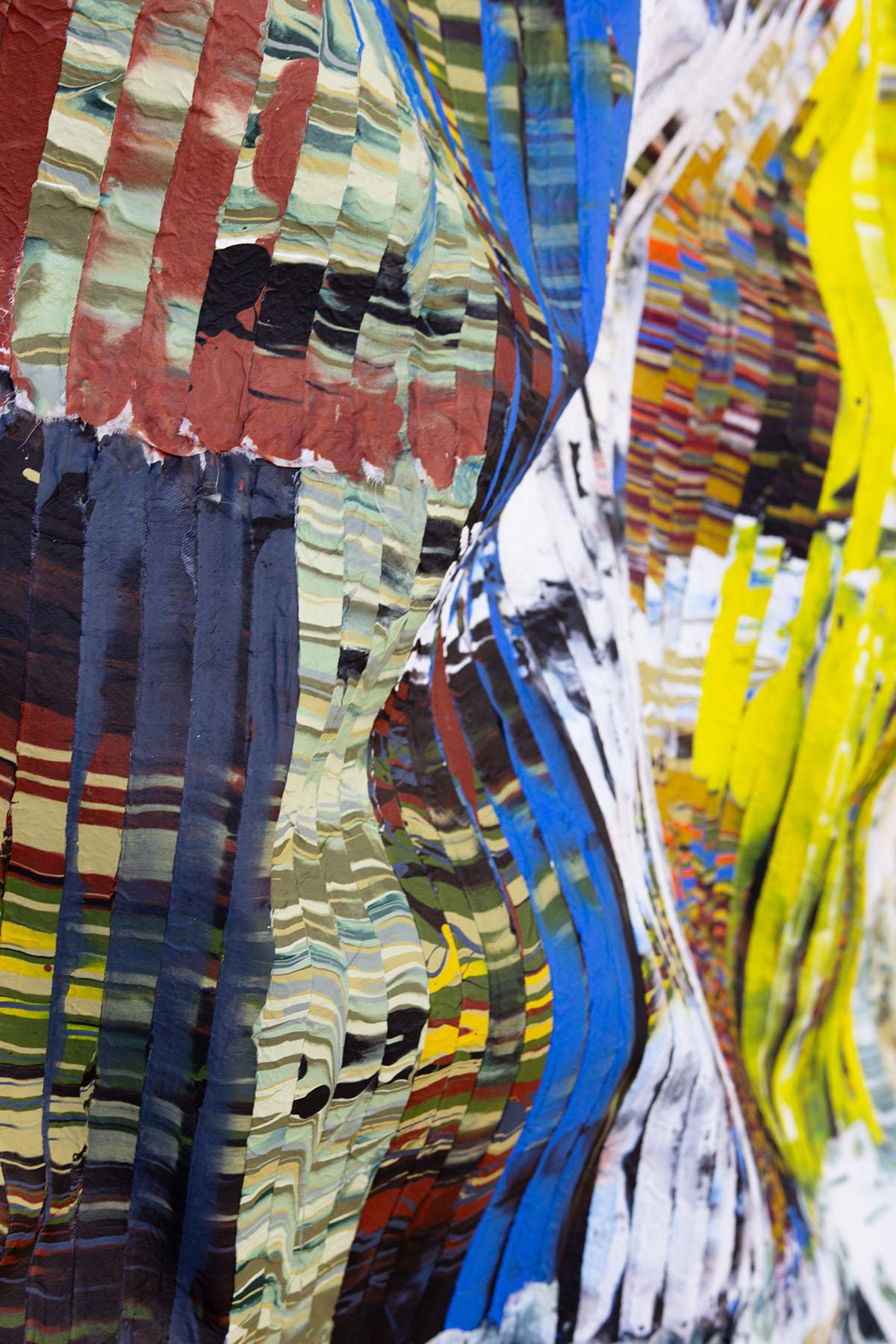 Pittura verticale dimensionale su seta dai toni Jewell, arte astratta contemporanea in vendita 2
