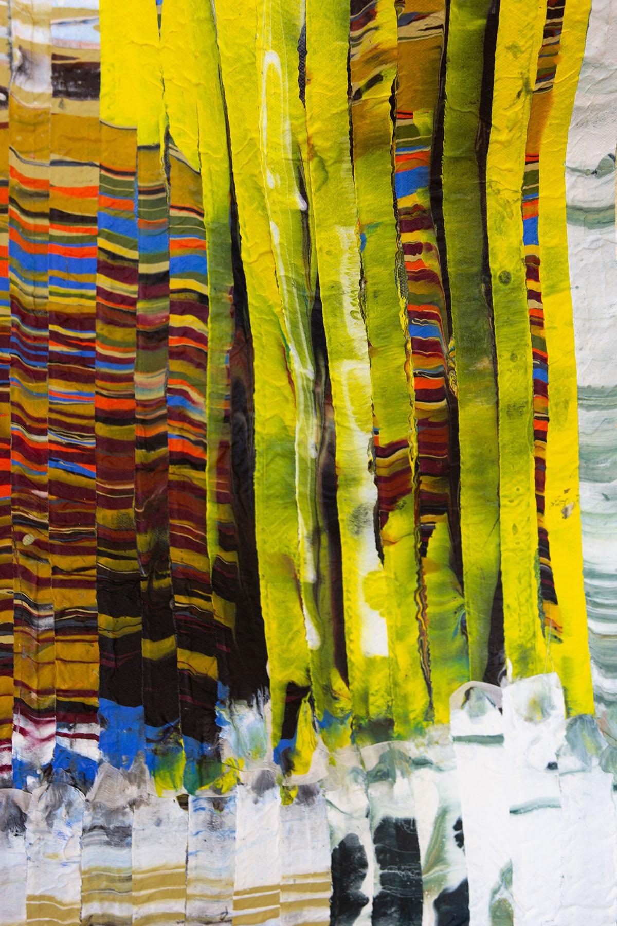 Pittura verticale dimensionale su seta dai toni Jewell, arte astratta contemporanea in vendita 4