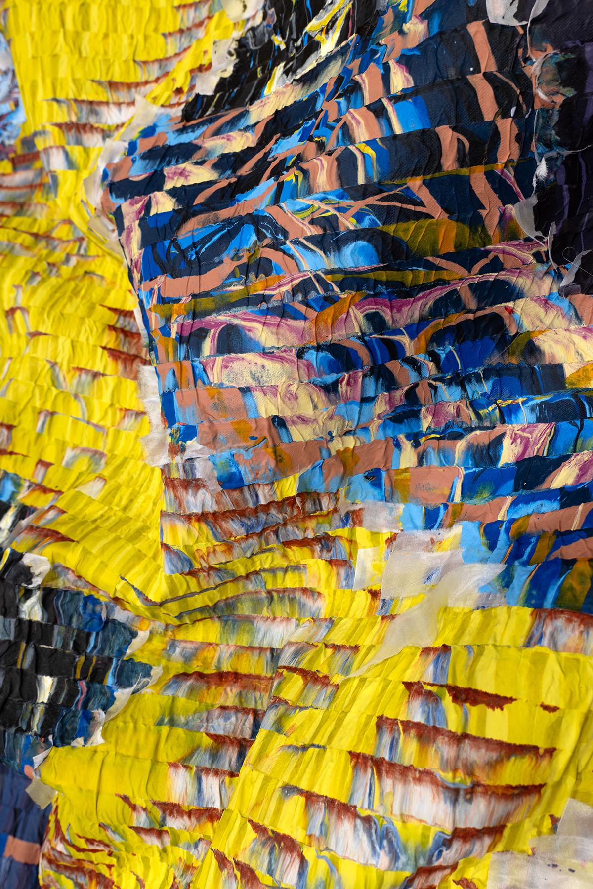 Kenny Nguyen
Ohne Titel (Diptychon 1/2), 2024
Handgeschnittener Seidenstoff, Acrylfarbe, Leinwand, an die Wand montiert
59 x 39 Zoll
Abmessungen (ca.): 55,5 x 35,5 x 5 Zoll
KN084

Kenny Nguyen (geb. 1990, Provinz Ben Tre, Vietnam) schafft