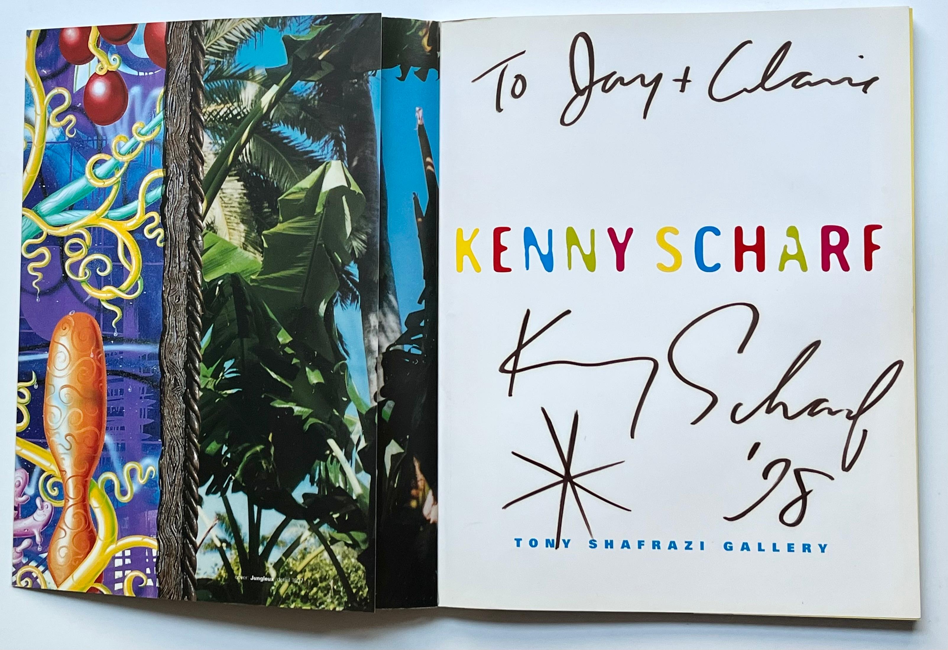 Kenny Scharf 1997-1998: A set of 2 individual hand-signed Kenny Scharf exhibition catalog's published on the occasion(s) of: 

Kenny Scharf Tony Shafrazi Gallery, New York 1998: 100+ pages with bold, bright colors & superb overall print quality;