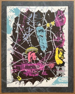 Bad Girls, lithographie en 9 couleurs signée par l'artiste pop Kenny Scharf Rare Printers Proof