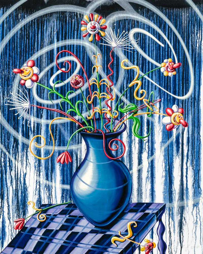 Bleu gros Flores - Print de Kenny Scharf