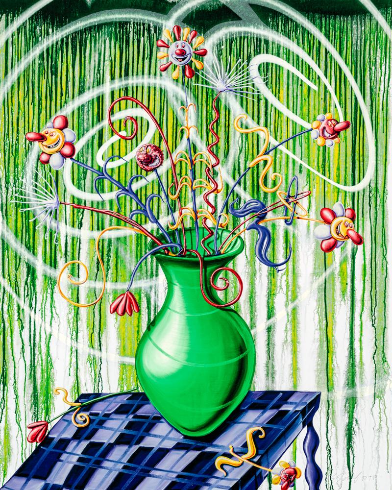 grand Flores vert - Print de Kenny Scharf