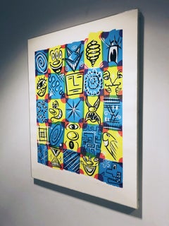 "Check Fest Print" by Kenny Scarf (Pop Art, Surrealism, Blue, Yellow, New York)