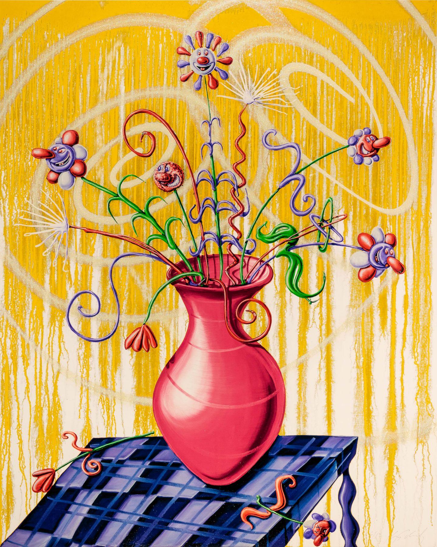 Kenny Scharf Abstract Print - Flora Yellow