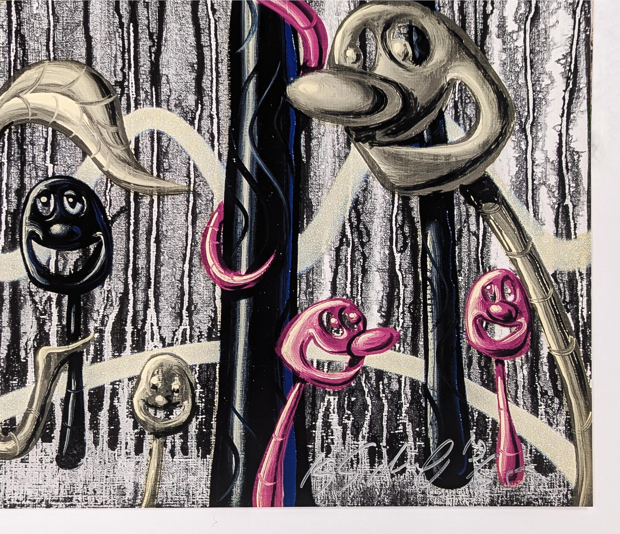 Furungle (Nero), grande stampa d'archivio incorniciata con polvere di diamante - Print Pop Art di Kenny Scharf