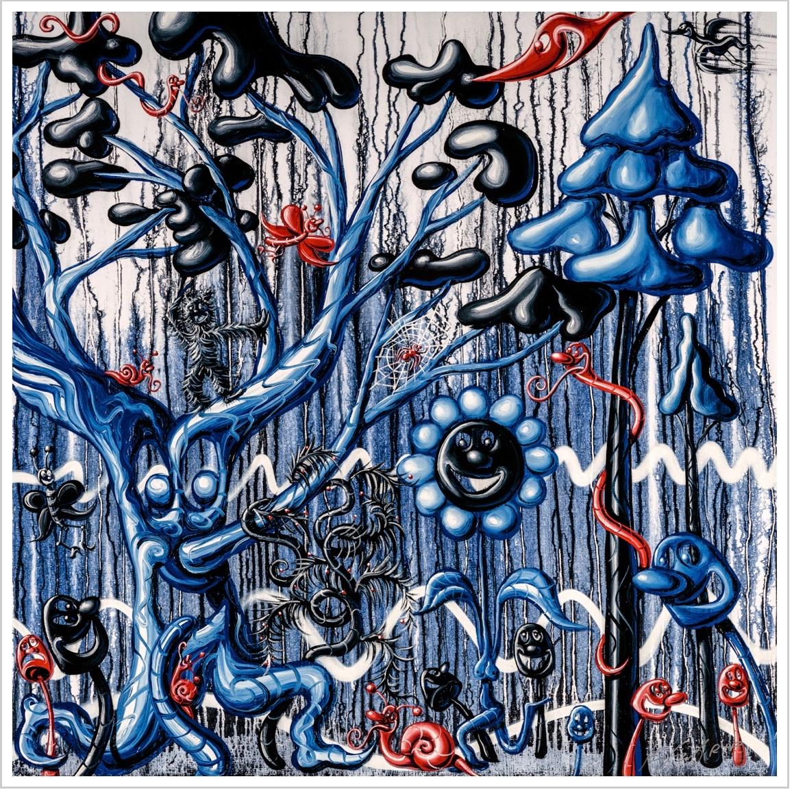 Kenny Scharf Abstract Print - Furungle (Blue)