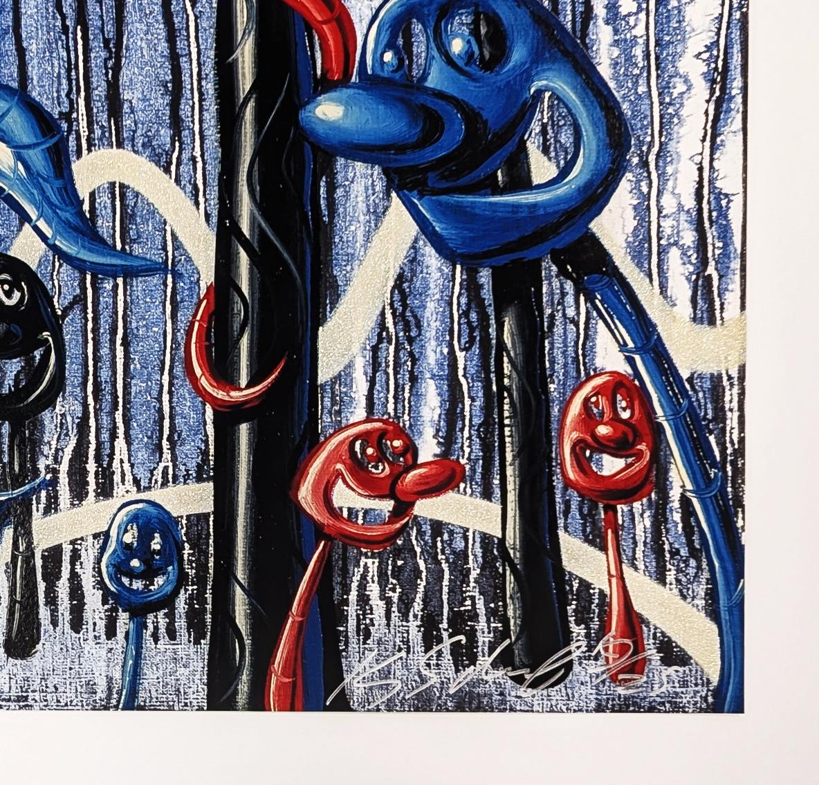 Furungle (Blu), grande stampa d'archivio incorniciata con polvere di diamante - Print Pop Art di Kenny Scharf
