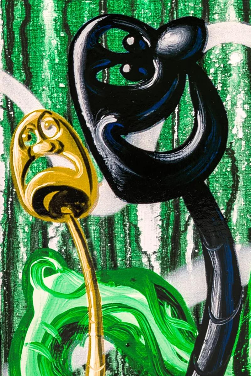 Artist:  Kenny Scharf 
Title:  Furungle (Green) 
Size:   42 x 42 in (106.7 x 106.7 cm)
Medium: Archival pigment ink print with silkscreened high gloss varnish and diamond dust
Edition:  of 25
Year:  2021
Notes: Custom Framed to Fit with White Acid