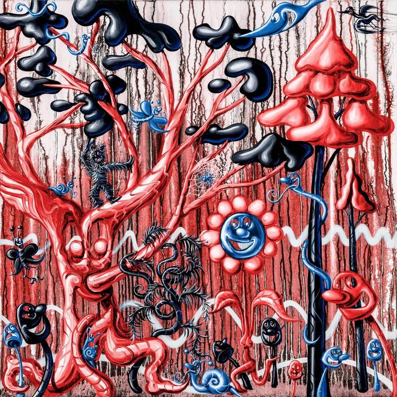 Abstract Print de Kenny Scharf - Furungle (Rojo)