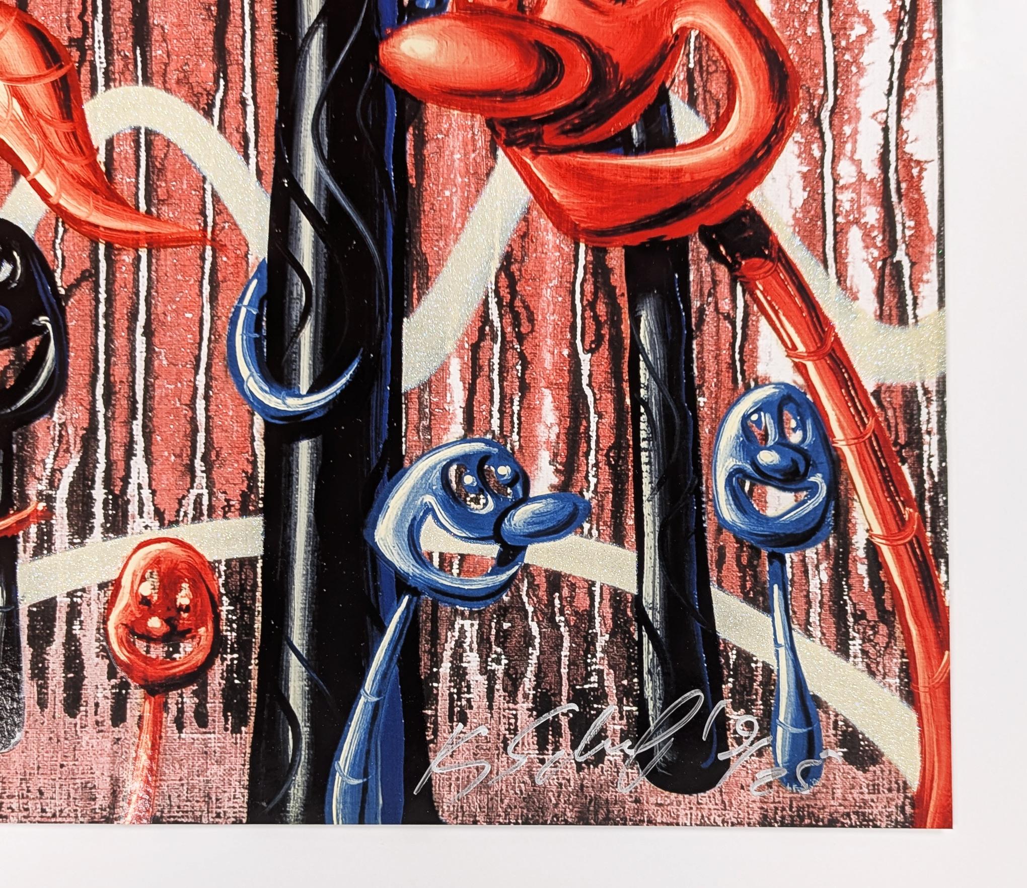 Furungle (Red), large framed archival print with diamond dust - Print by Kenny Scharf