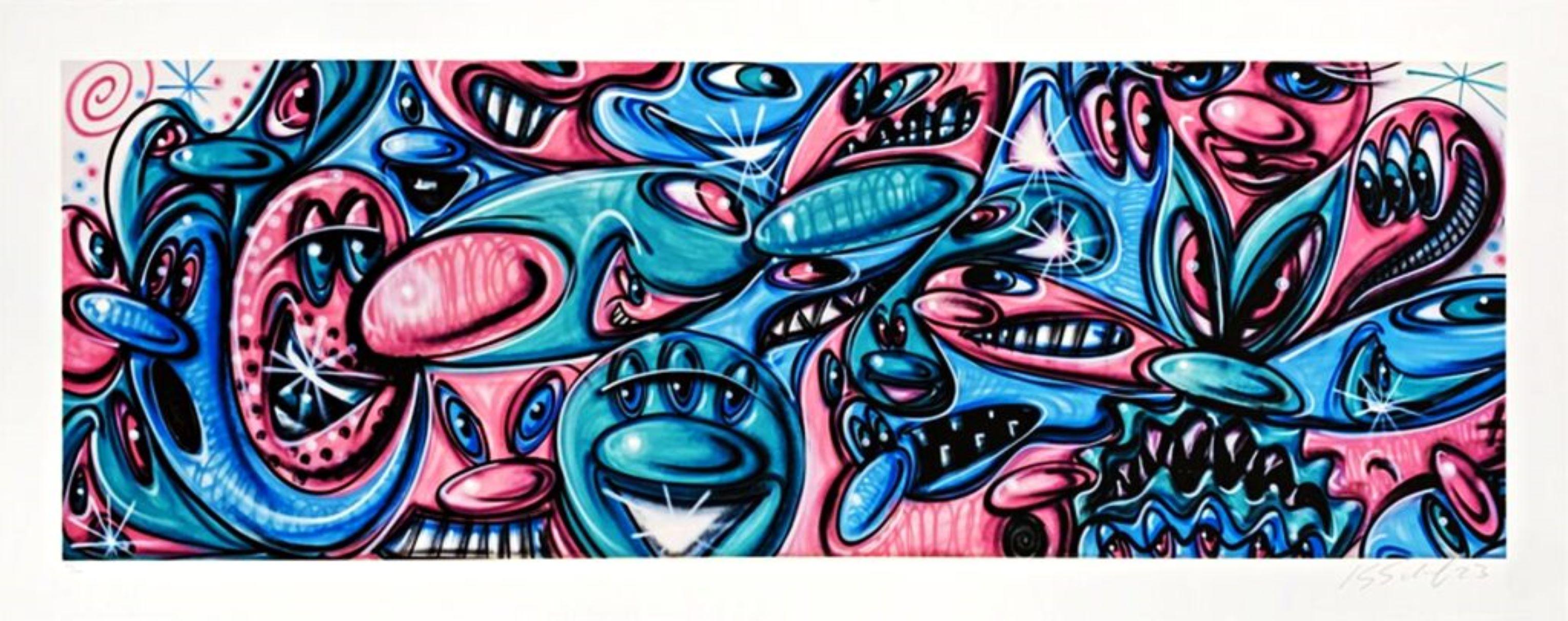 Kenny Scharf
Boys and Girls, 2023
Archival pigment print on 290 gsm Entrada Rag paper
Signed dated and numbered 16/100 in graphite pencil on the front
15 × 38 inches
Unframed

In 2022, acclaimed Los Angeles-based pop artist Kenny Scharf was honored