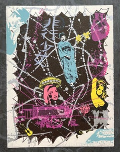 Kenny Scharf – „Bad Girls“, signierte 9-Farben-Lithografie, Pop-Art, PP, museal gerahmt