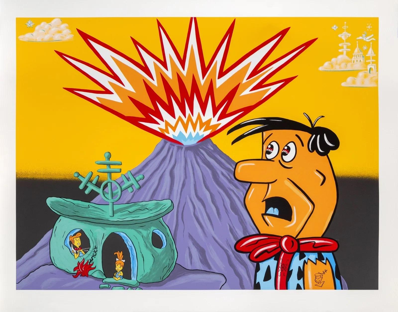 Kenny Scharf, Flintstones, sérigraphie, 1998