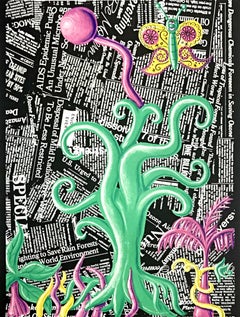 Kenny Scharf, silkscreen on Fabriano paper Rare signed Printers Proof Rainforest