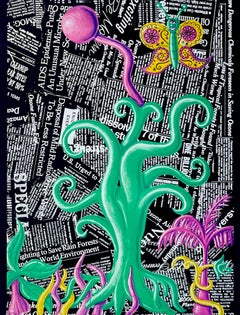 Kenny Scharf, serigrafia su carta Fabriano Rara prova di stampa firmata Foresta pluviale