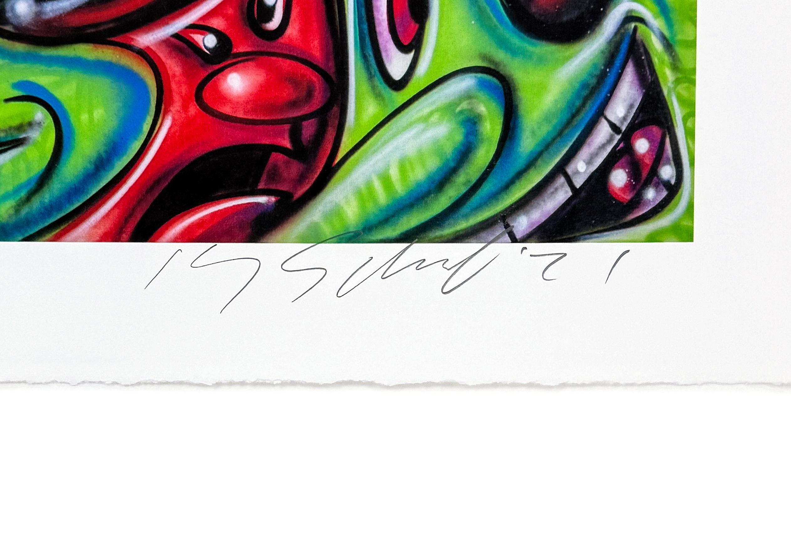 Lugares por favor (impresión en pigmento de archivo enmarcada y firmada a mano) - Print de Kenny Scharf