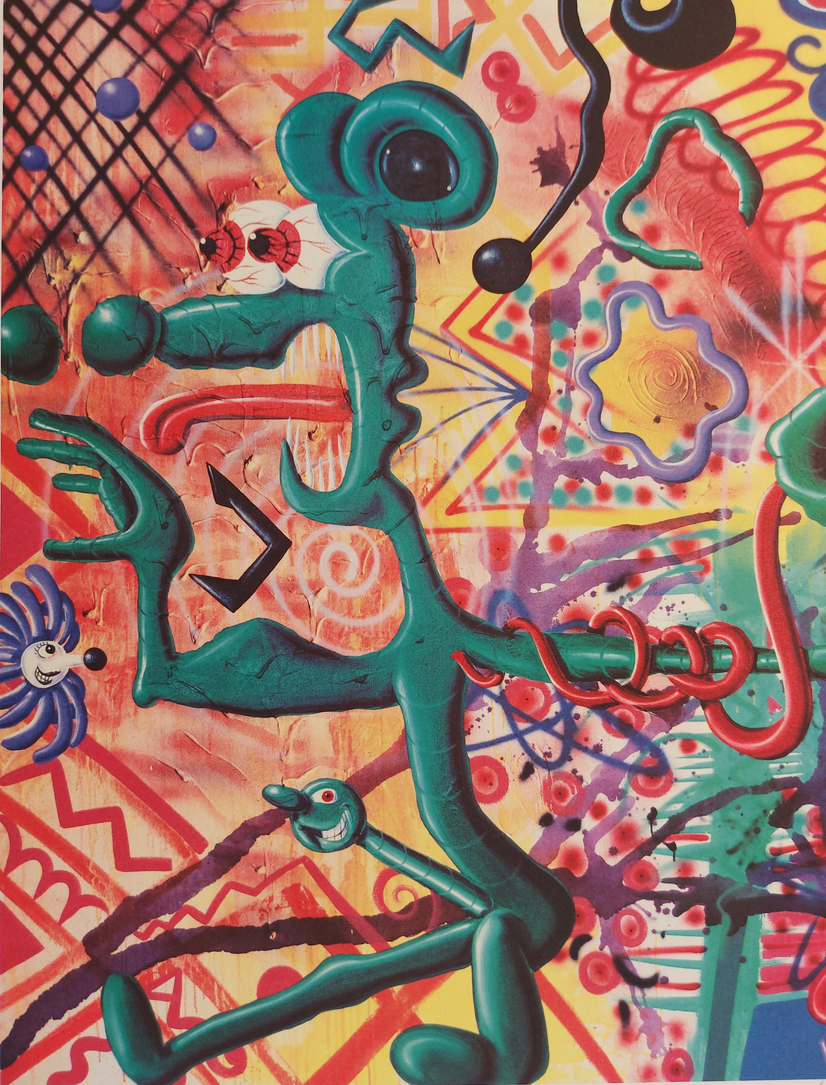 Ratfinkbonerthunk : Rat surréaliste - Impression giclée originale, signée à la main - Modernisme américain Print par Kenny Scharf