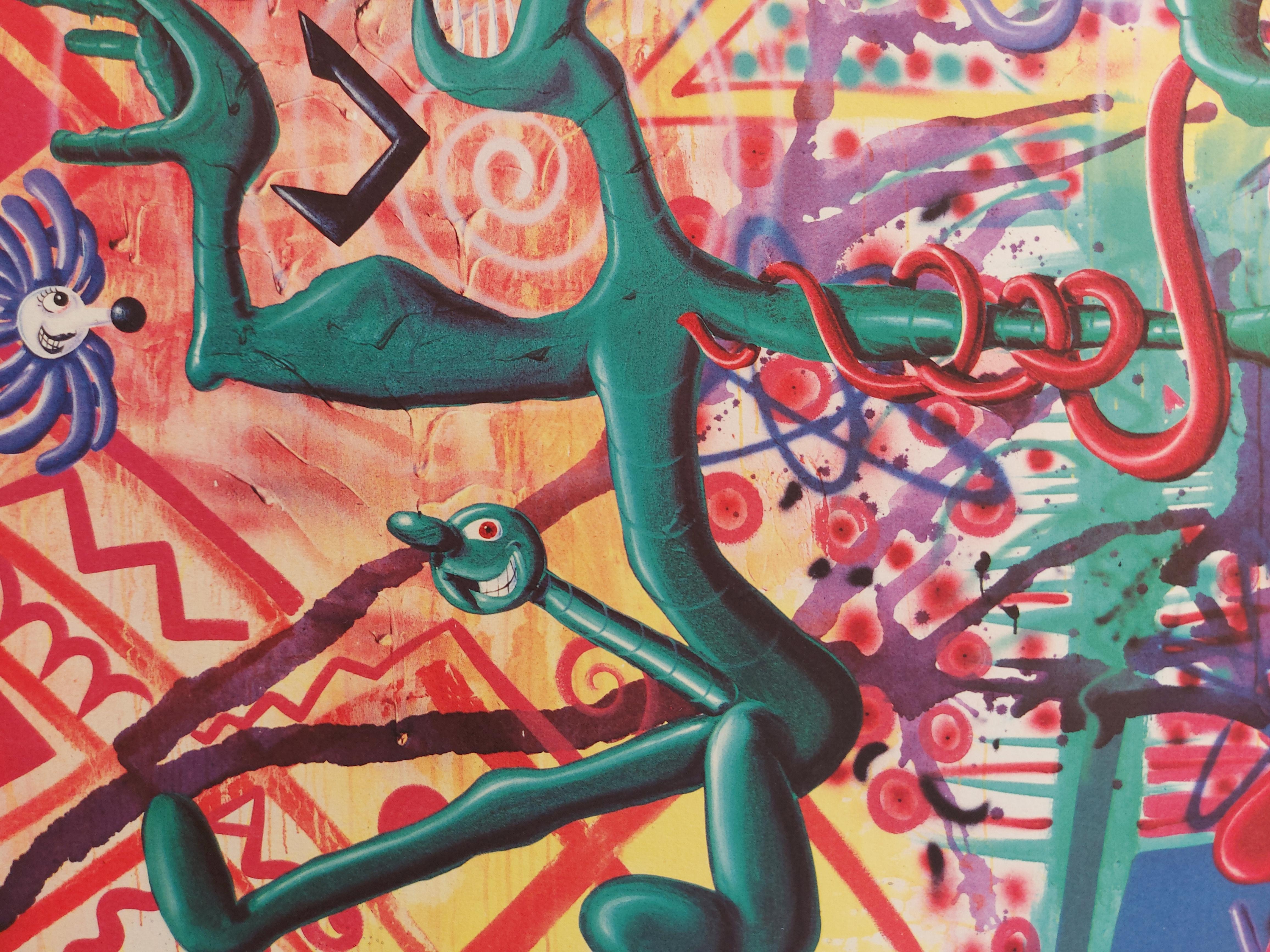 Kenny Scharf
Rattenfinkbonerthunk : Surrealistische Ratte, 1990

Original Giclée Druck
Handsigniert mit Bleistift
Auf Arches-Pergament 56 x 76 cm (ca. 22 x 30 Zoll)
Veröffentlicht von Editions Vermorel im Jahr 1990

Ausgezeichneter Zustand