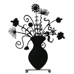 Flores Schwarze, Pop-Art-Skulptur aus gefaltetem Metall von Kenny Scharf