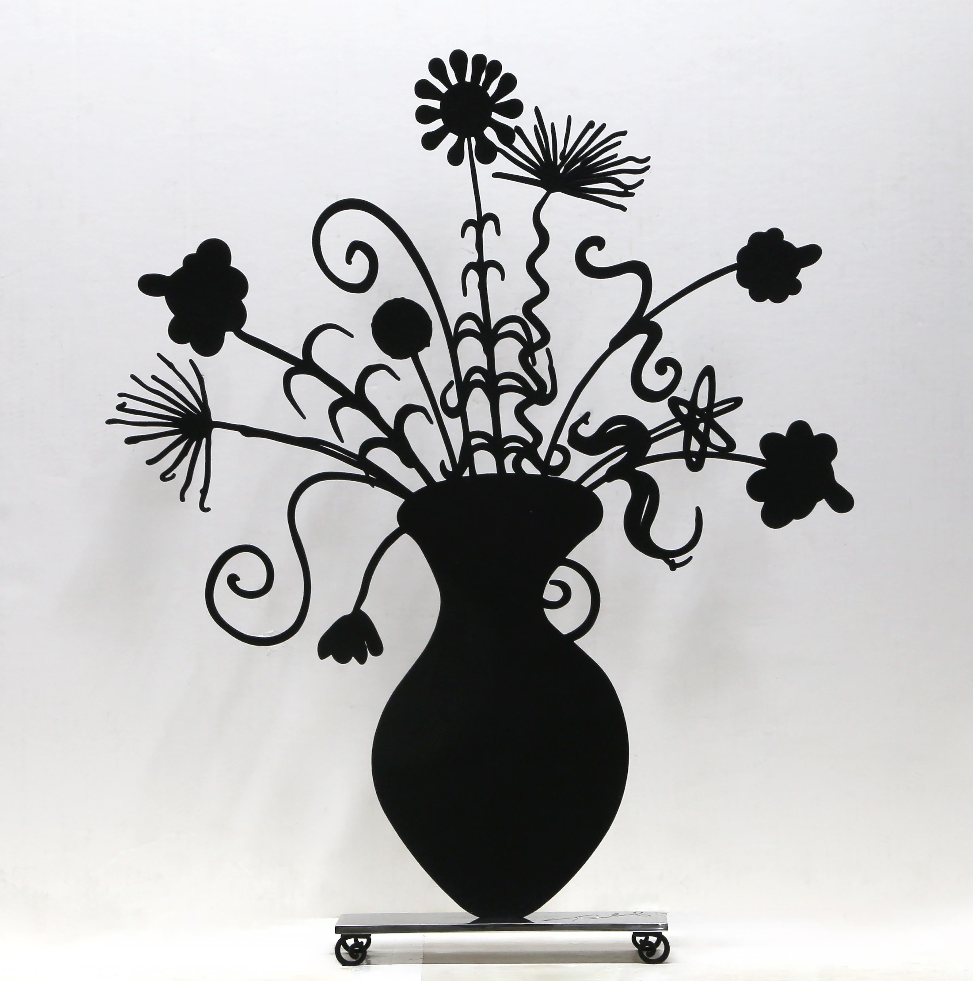 Flores Negro, Escultura Pop Art de Metal Art de Kenny Scharf en venta 1