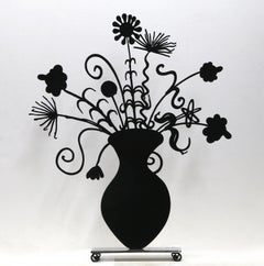 Flores Negro, Escultura Pop Art de Metal Art de Kenny Scharf