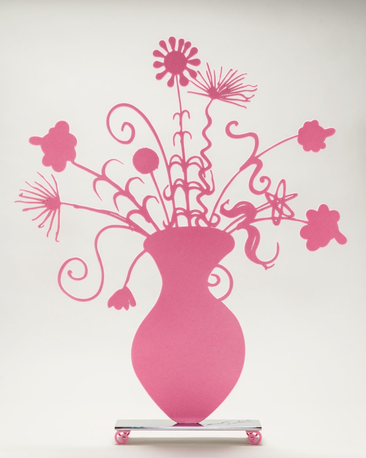 Kenny Scharf Still-Life Sculpture – Rosa Blumenblumen