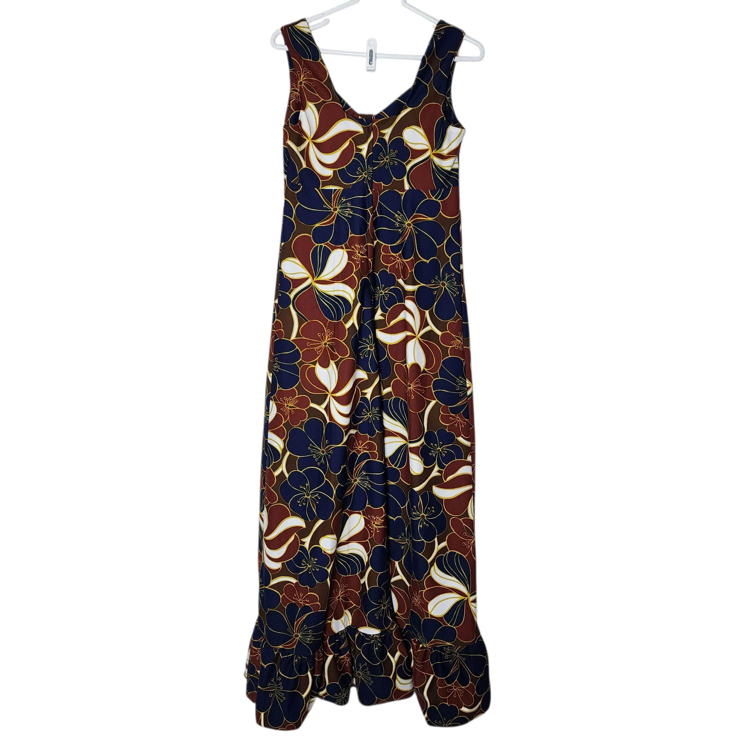Kenolo Fashions - Robe longue à imprimé floral hawaïen avec nœud, 1970 en vente 9