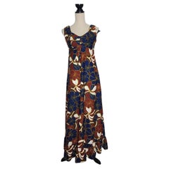 Kenolo Fashions - Robe longue à imprimé floral hawaïen avec nœud, 1970