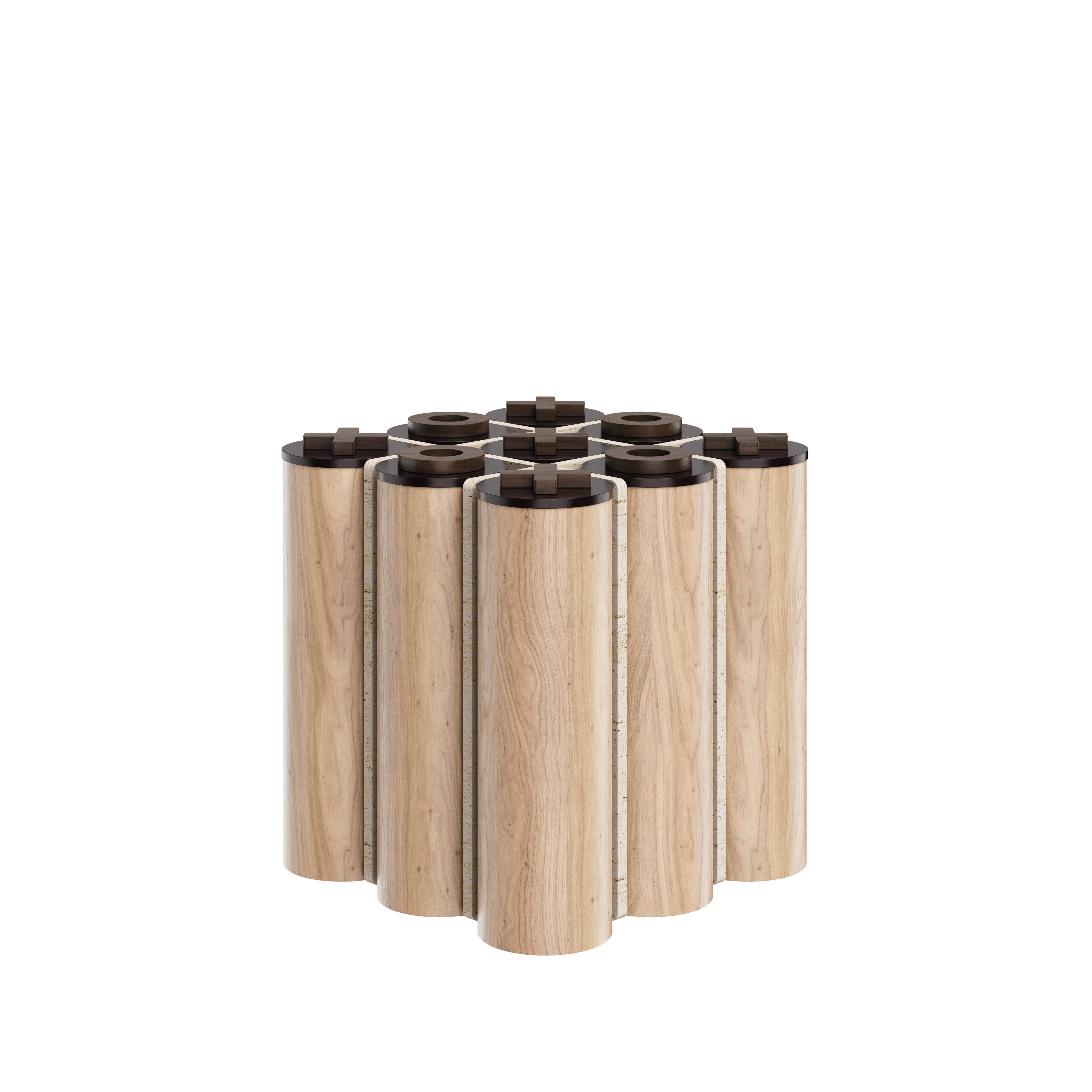 Kensington Tic-Tac-Toe-Tisch aus Holz Travertin, hergestellt in Portugal von Wood Tailors im Angebot 5