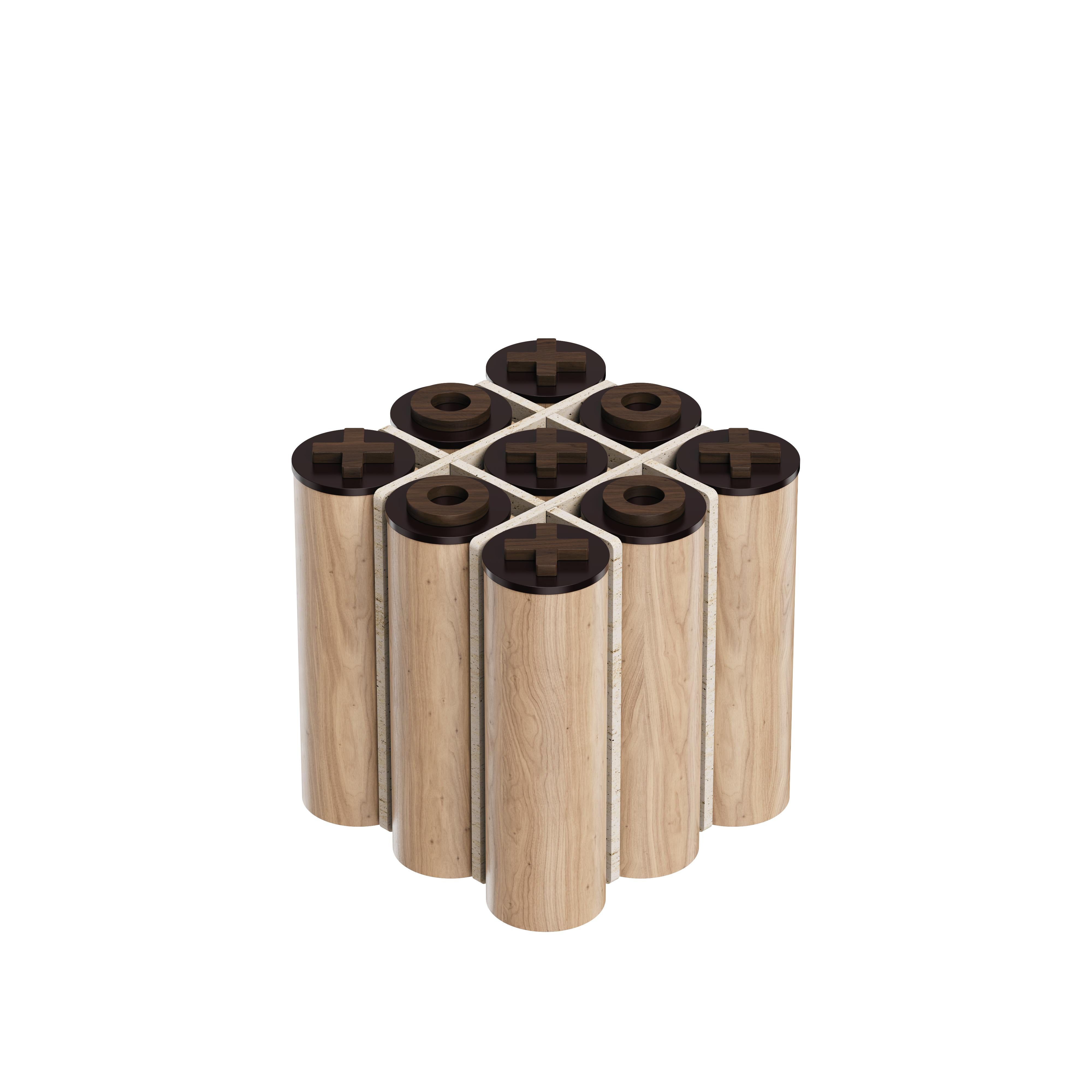 Kensington Tic-Tac-Toe-Tisch aus Holz Travertin, hergestellt in Portugal von Wood Tailors im Angebot 6