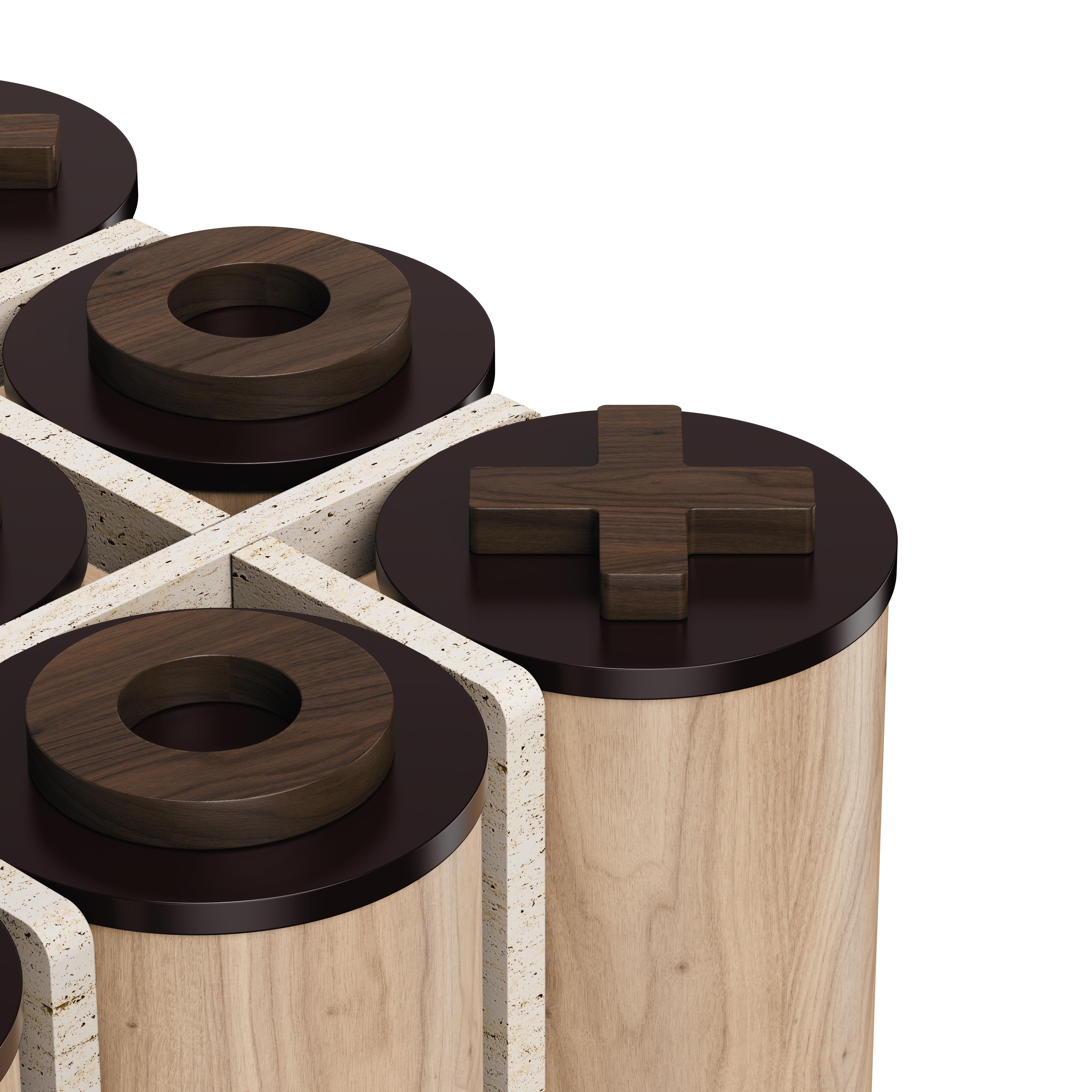 Kensington Tic-Tac-Toe-Tisch aus Holz Travertin, hergestellt in Portugal von Wood Tailors im Angebot 13