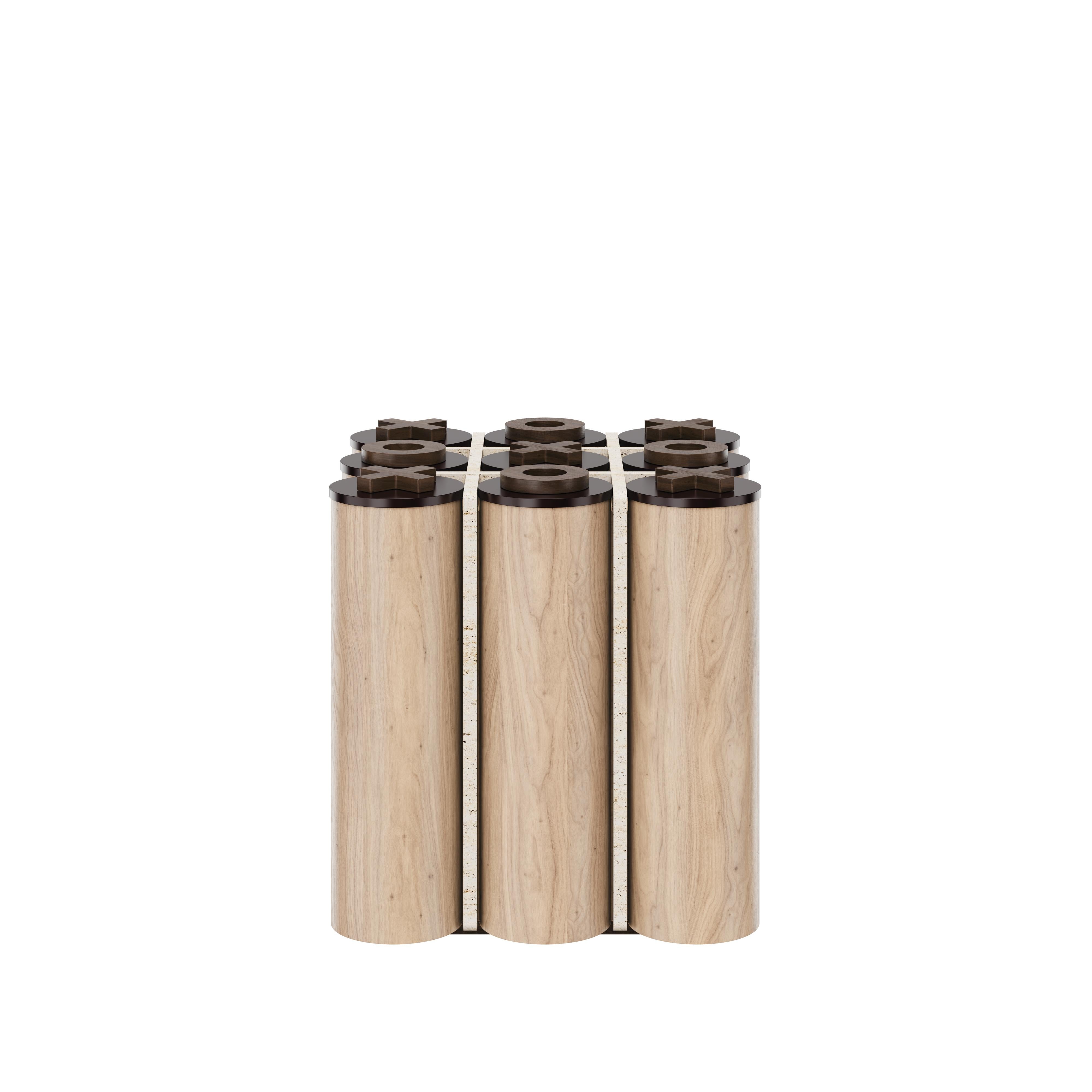 Kensington Tic-Tac-Toe-Tisch aus Holz Travertin, hergestellt in Portugal von Wood Tailors im Angebot 3