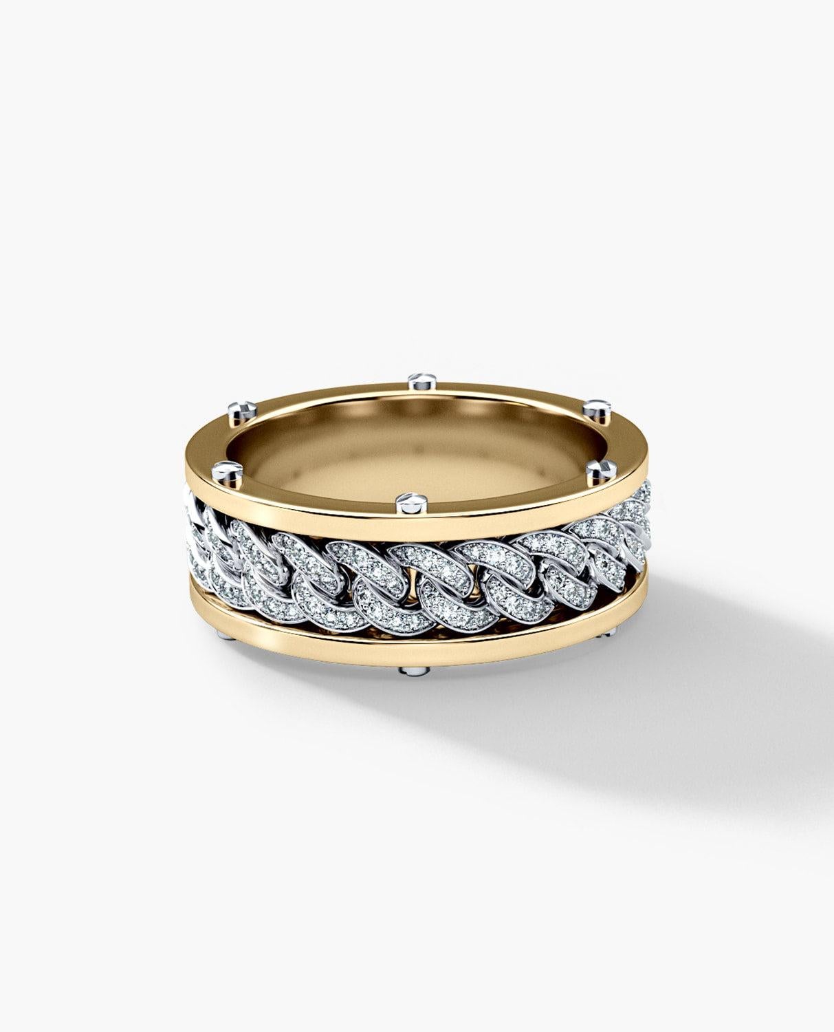 Contemporary KENSINGTON Two-Tone 14k Yellow & White Gold Ring with 0.65ct Diamonds