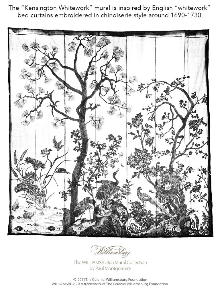 Kensington Whitework Hand Embroidered Mural For Sale at 1stDibs