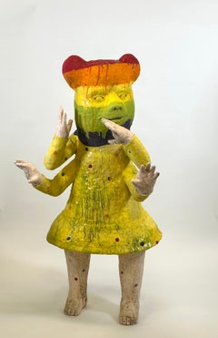 Bear with Me, Kensuke Yamada, 2024, Figurative Ceramic Sculpture, Colorful Glaze
