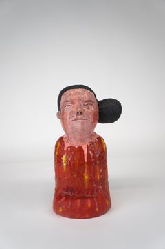 "Daruma (Rojo)", Figurativo, Cerámica, Escultura, Gres esmaltado, Subesmaltado