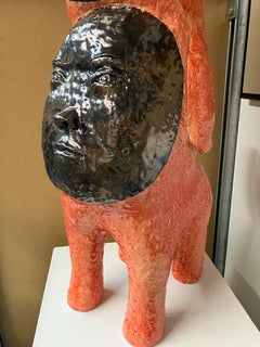 Figurative Ceramic Sculpture, Glazed Stoneware, Dog by Kensuke Yamada, 2024
