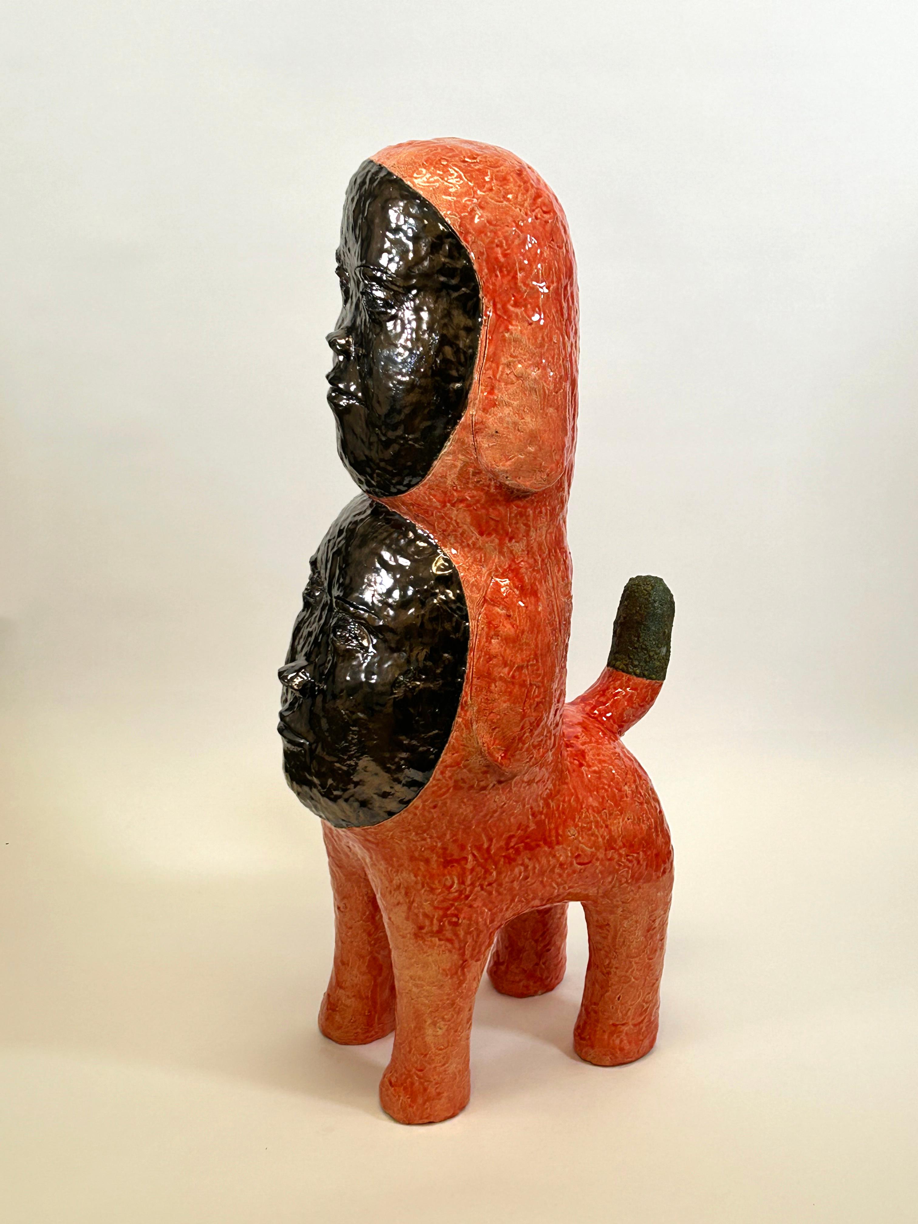 Kensuke Yamada Figurative Sculpture - "Dog", Figurative, Ceramic, Sculpture, Surrealist, Stoneware, Glaze
