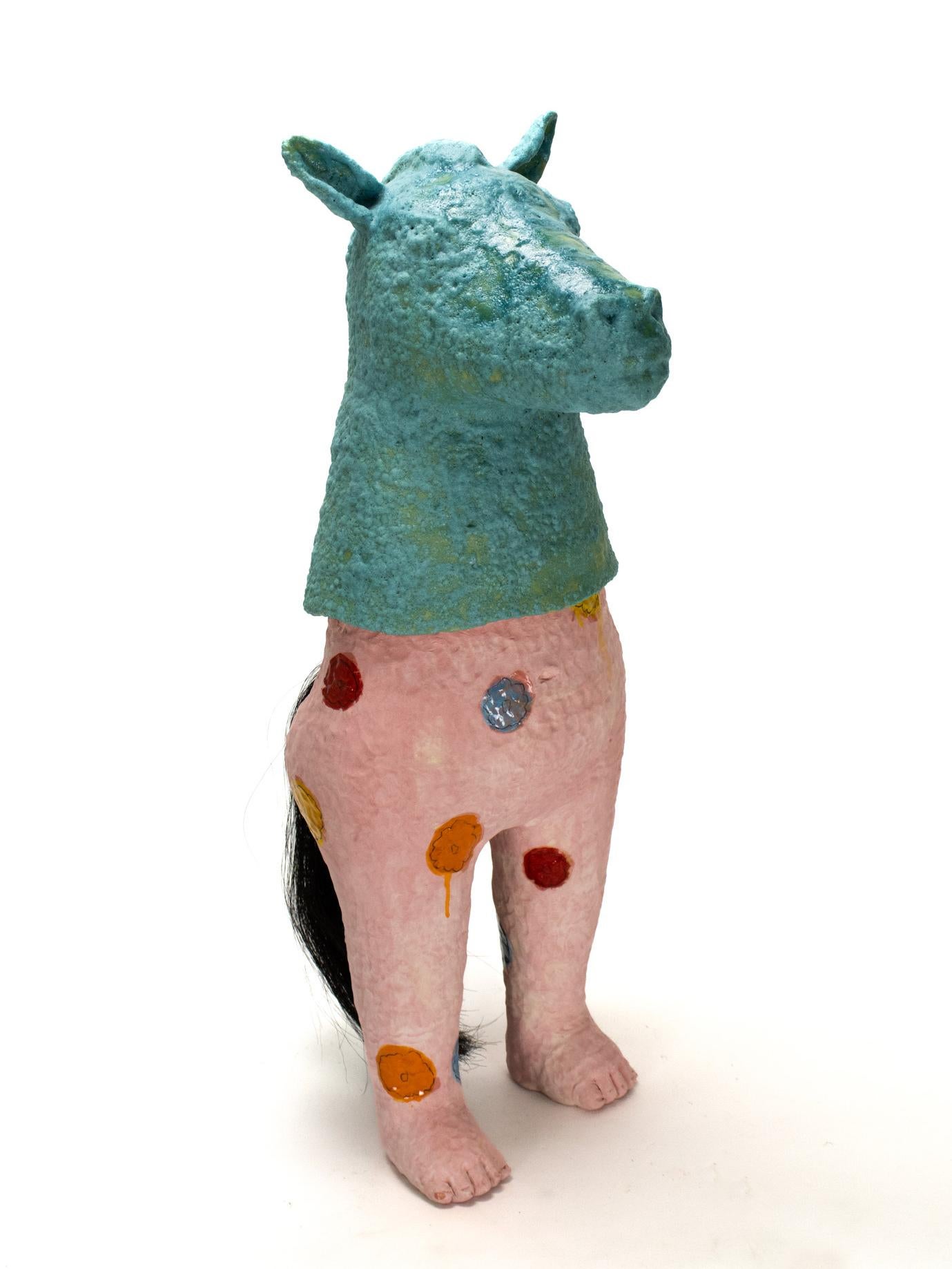 Figurative Ceramic Sculpture, Glazed Stoneware, 37 x 14 x 13 inches, Yamada